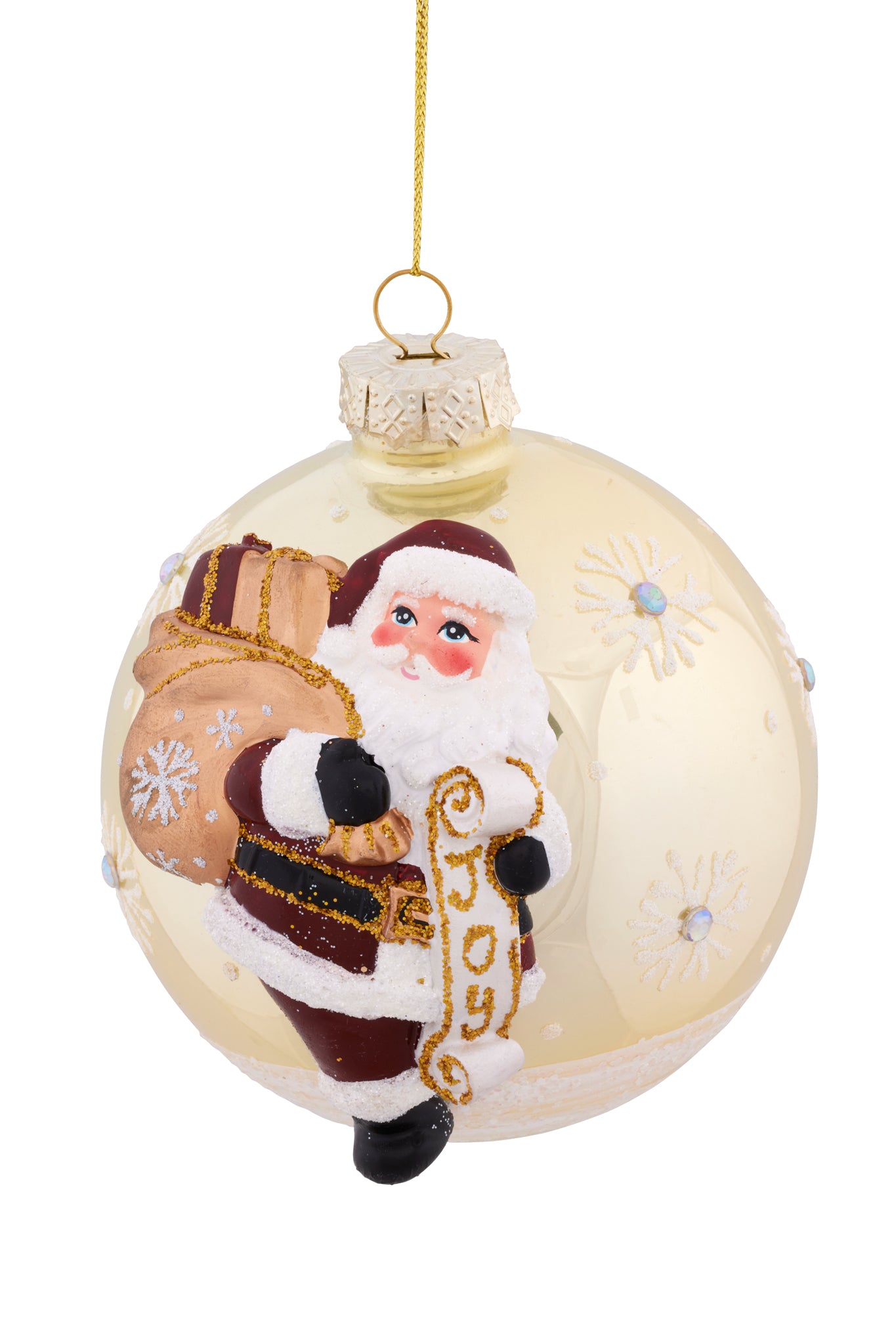 Champagne Glass Bauble with Raised Santa