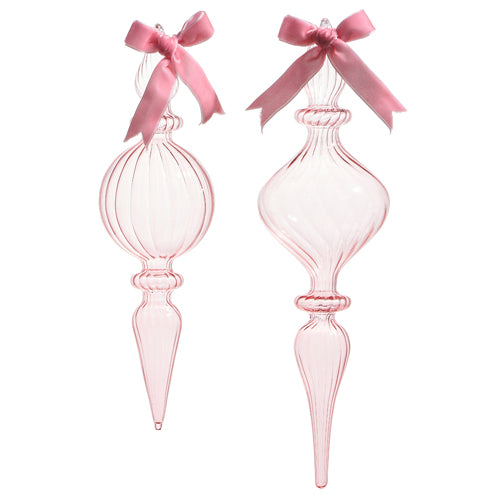 Jingle & Cocoa Pink Blown Glass Finial Hanging Assorted