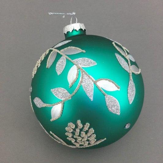 Silver Leaf Green Ball Hanging